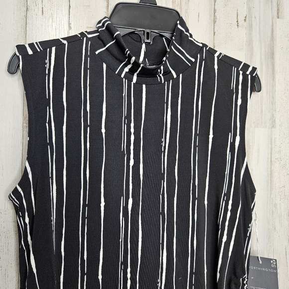 Worthington Sleeveless Black Blouse Cinch Tie Sides Mock Neck Top NWT Size XS - Picture 3 of 9
